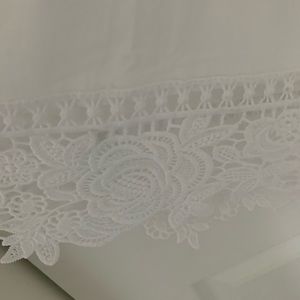 White bridal robe; lace trim on sleeves & hem NEW